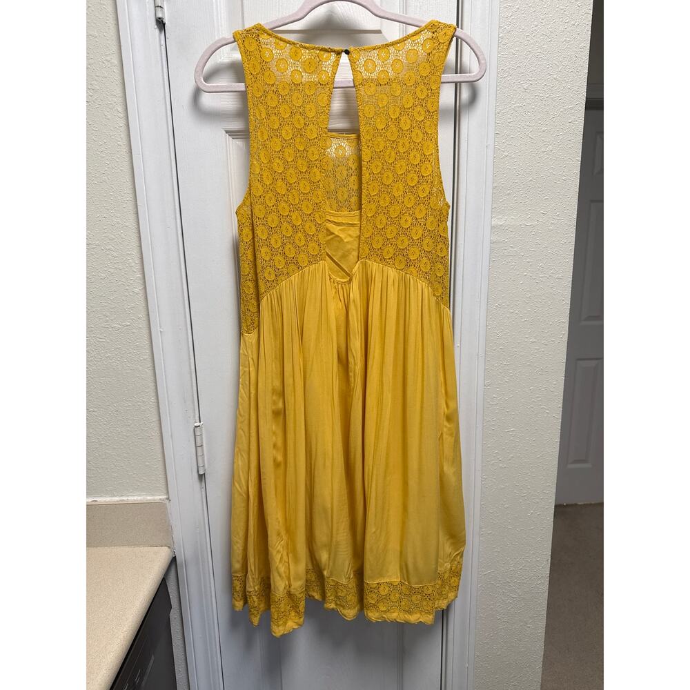 Anthropologie Lilka Crochet Lace Mustard Yellow Fairy Twee Dress Size Medium - Picture 3 of 6